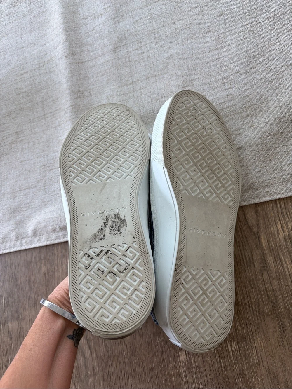 Givenchy Denim Pattern Low-Top Sneakers in Light Blue and White